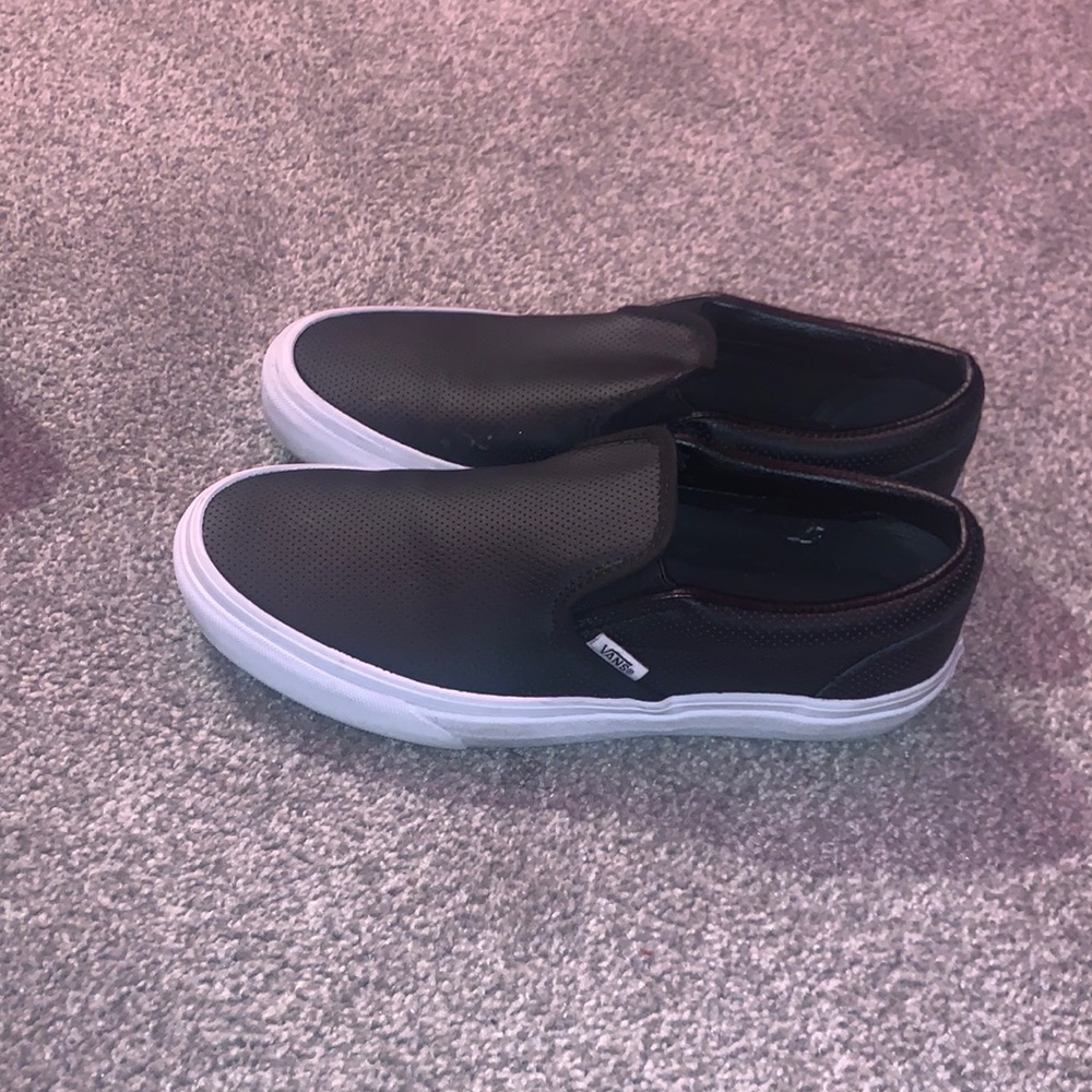 Black Perf Leather Vans (womens) (worn once)